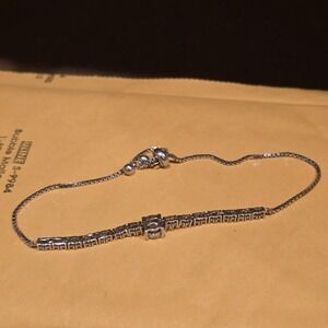 925‎ Sterling Silver Cocktail/Tennis Bracelet 4"-10" Adjustable Slide